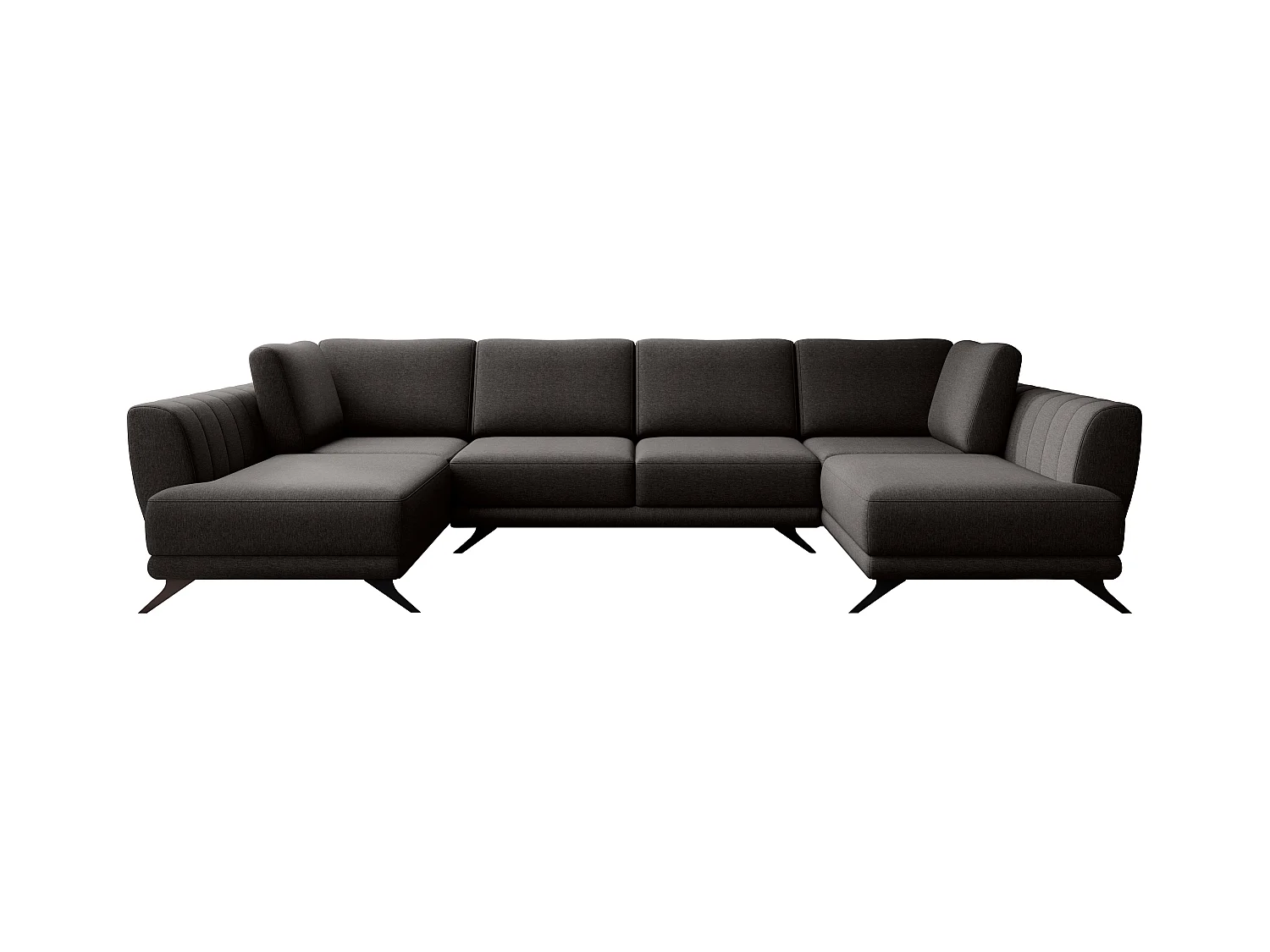Canapé d'angle panoramique 6 places tissu chocolat Largos 362cm