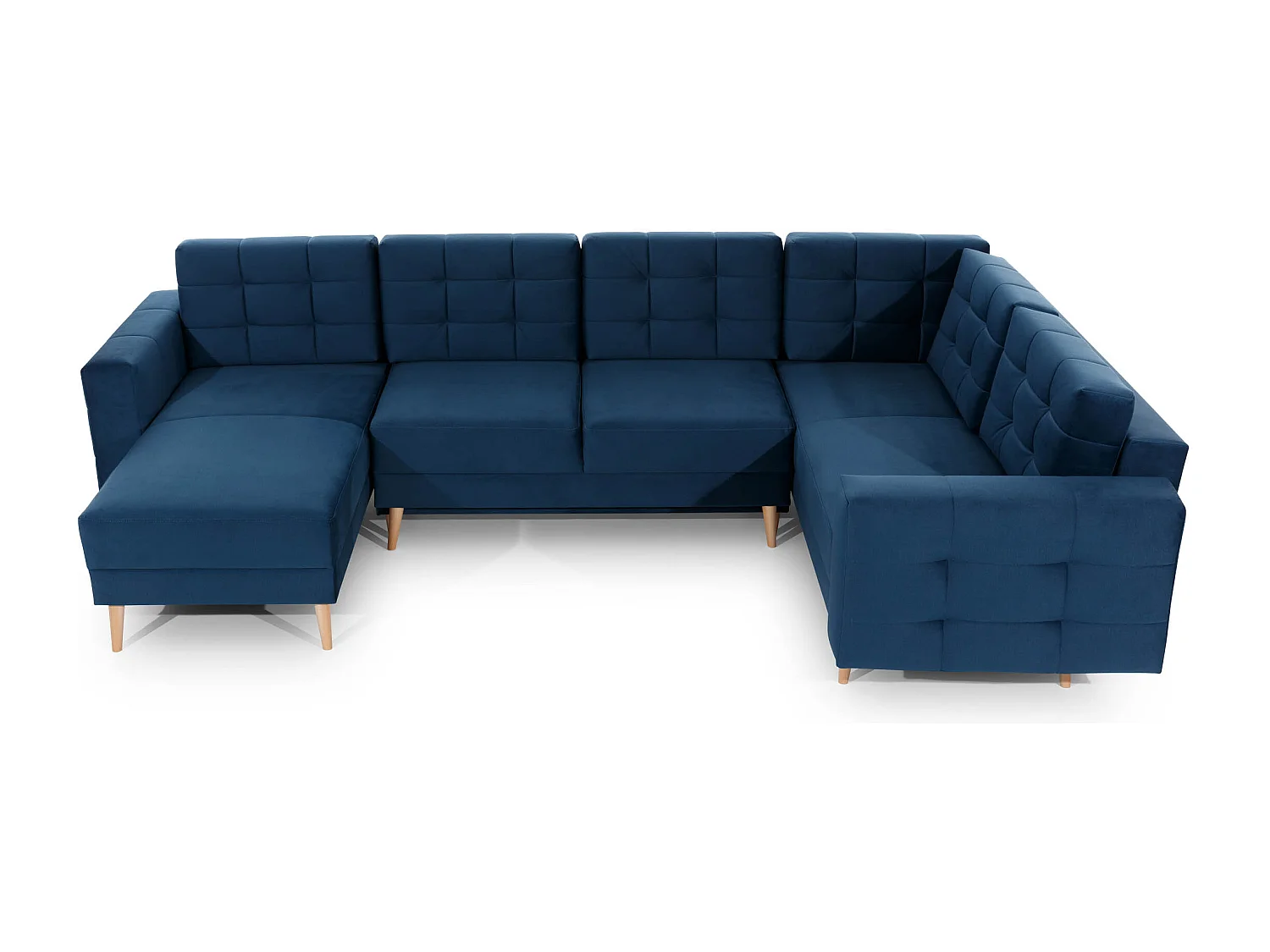 Canapé panoramique convertible capitonné velours bordeaux Anska 320cm