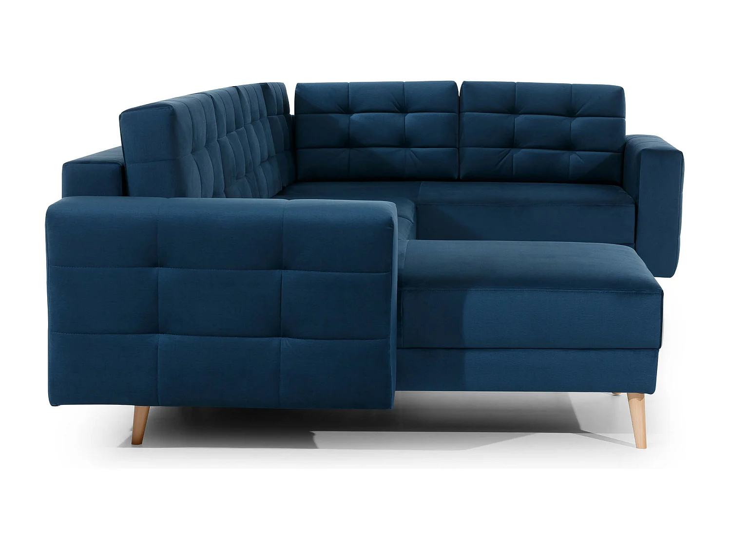 Canapé panoramique convertible capitonné simili cuir noir Anska 320cm