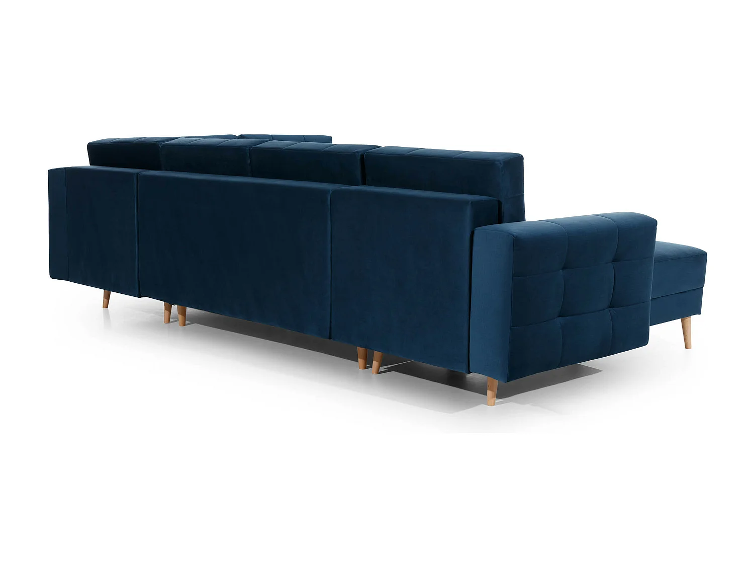 Canapé panoramique convertible capitonné simili cuir noir Anska 320cm