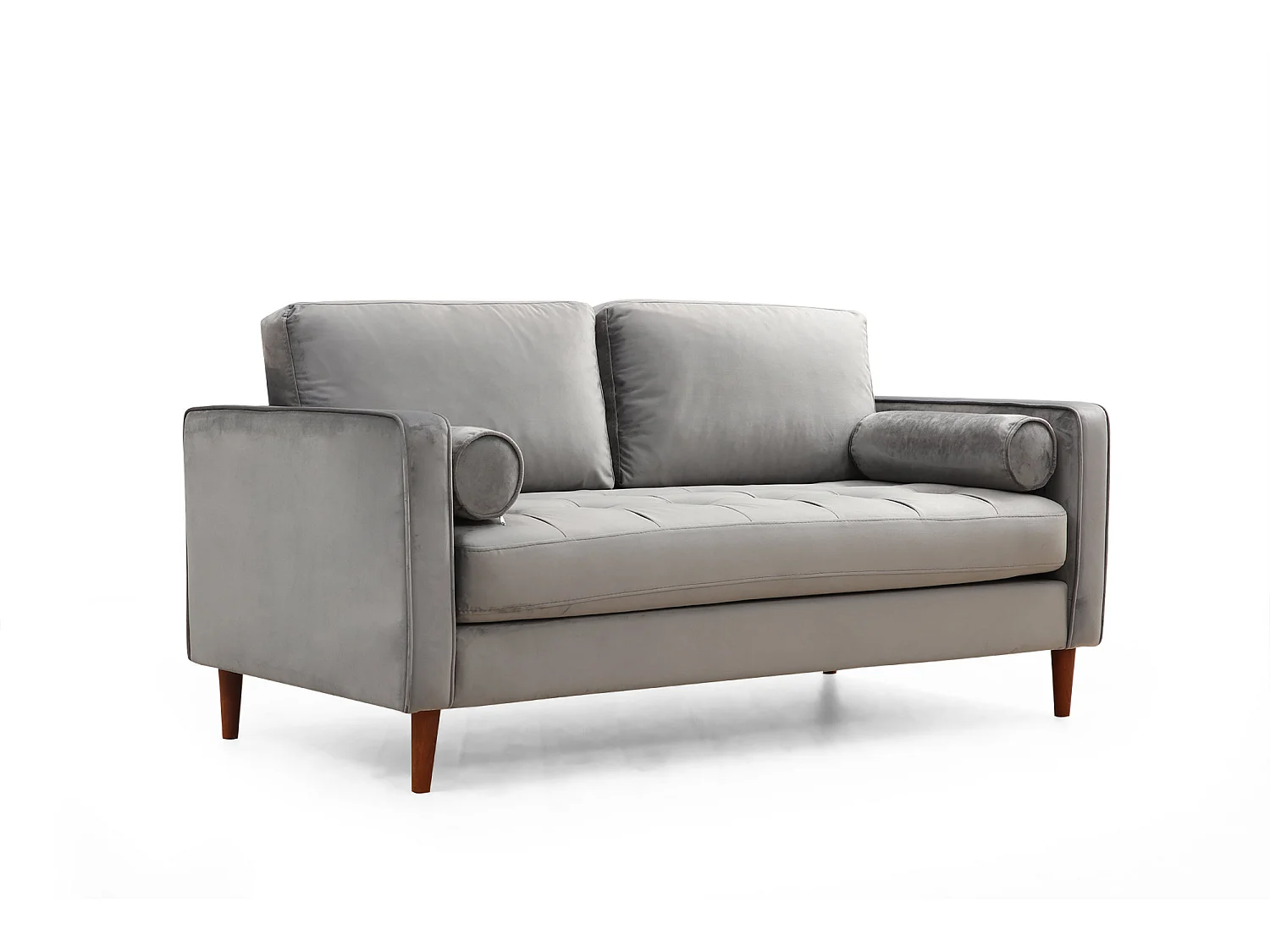 Canapé 2 places velours gris clair Romuza 175cm