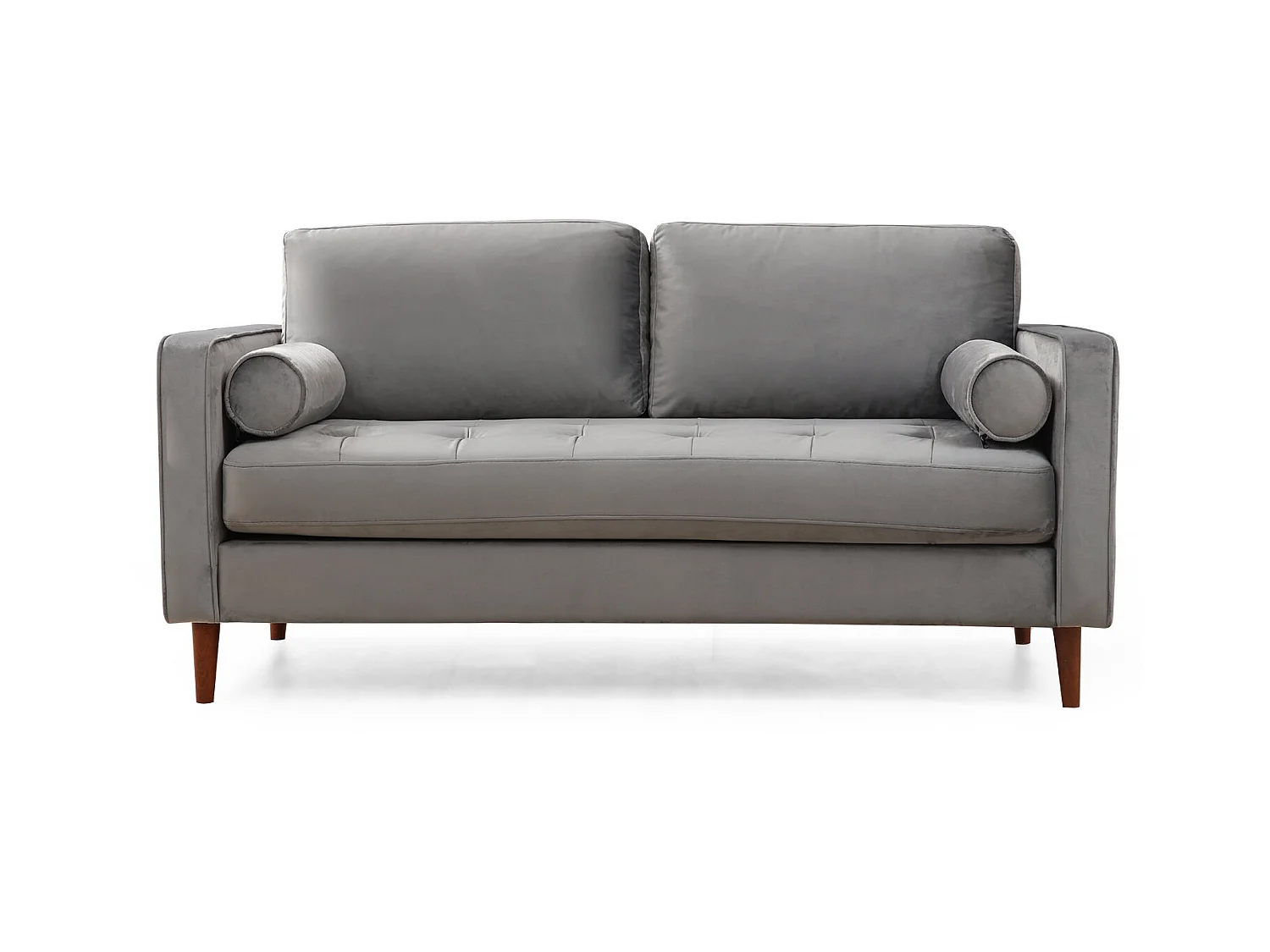 Canapé 2 places velours gris clair Romuza 175cm