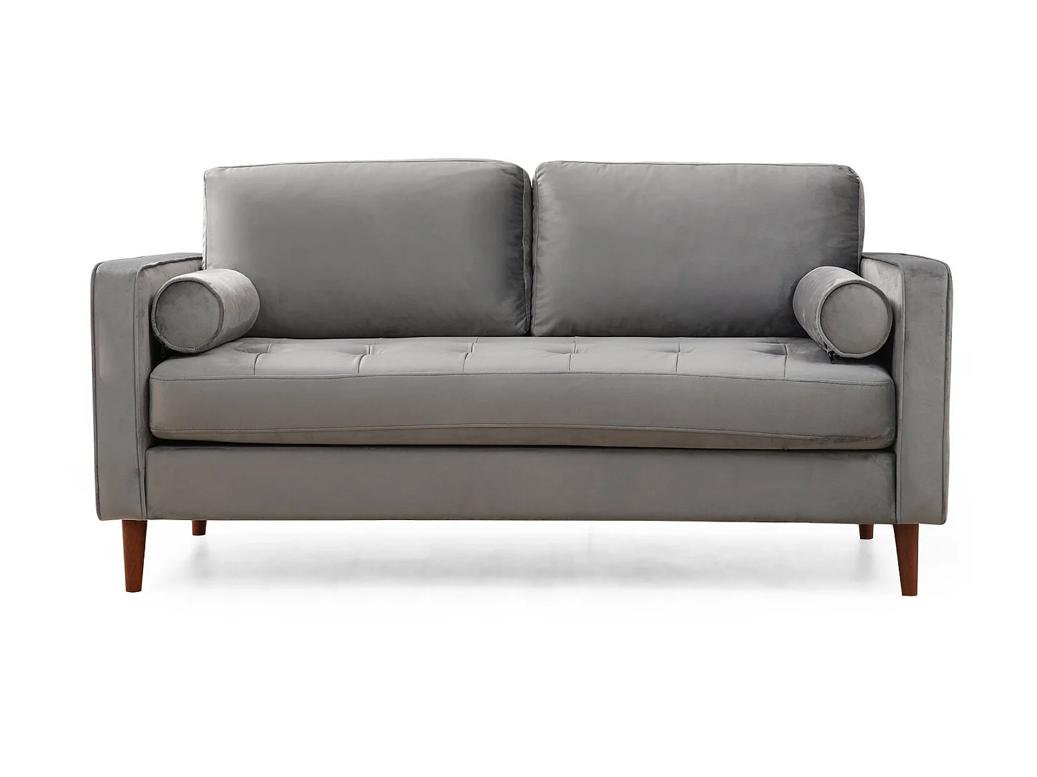 Canapé 2 places velours gris clair Romuza 175cm