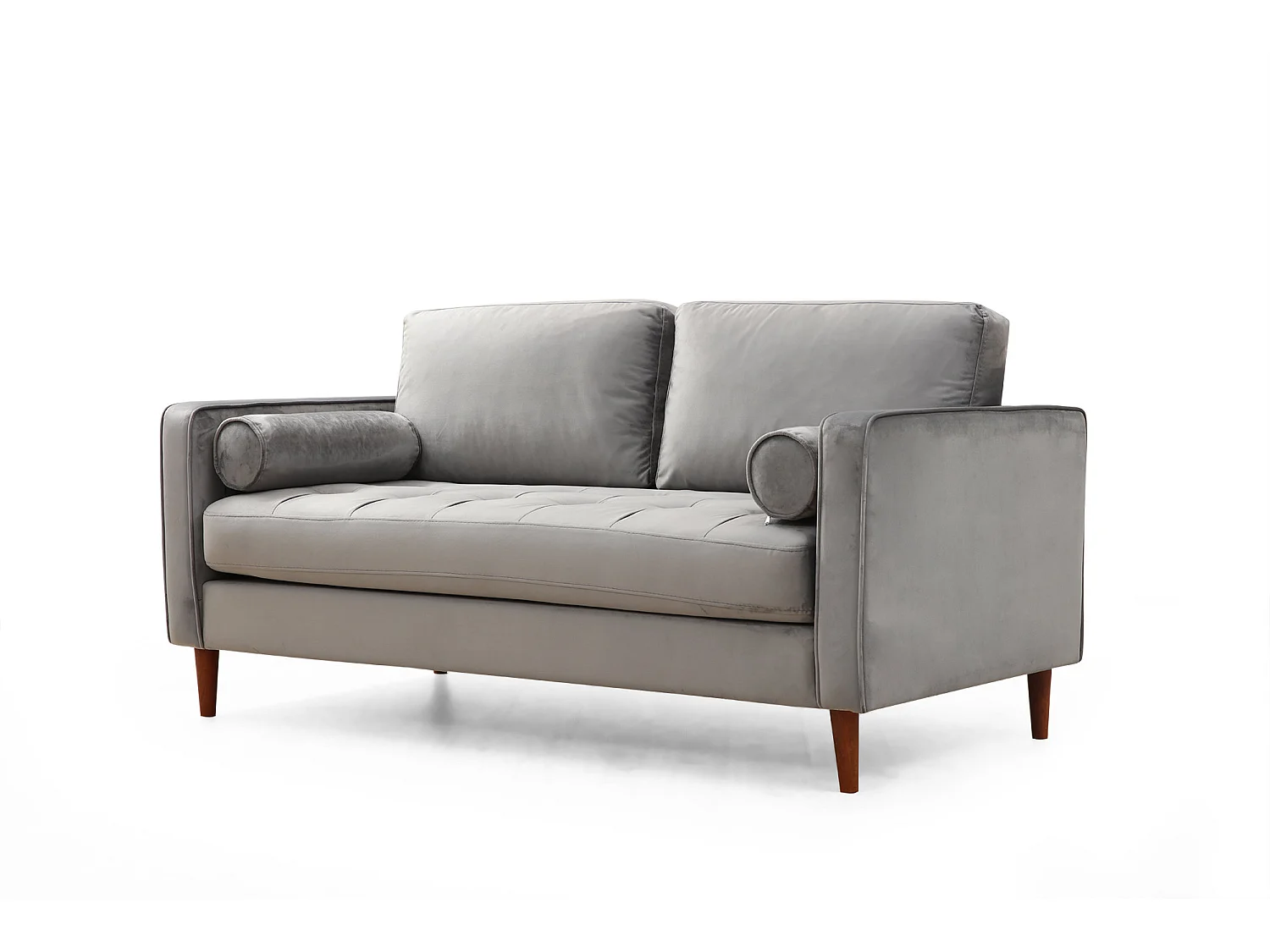 Canapé 2 places velours gris clair Romuza 175cm