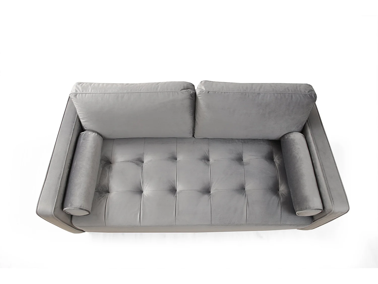 Canapé 2 places velours gris clair Romuza 175cm