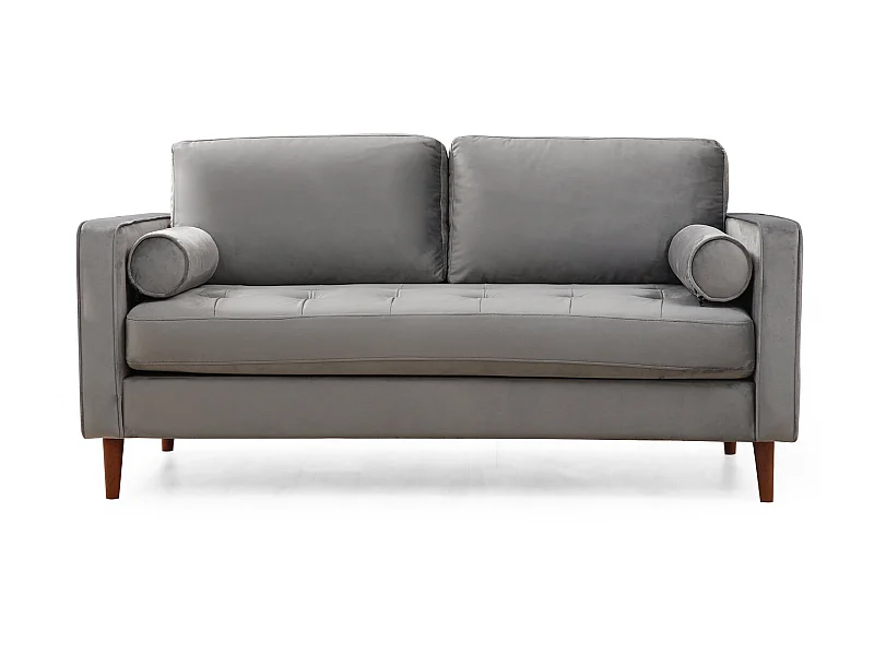 Canapé 2 places velours gris clair Romuza 175cm