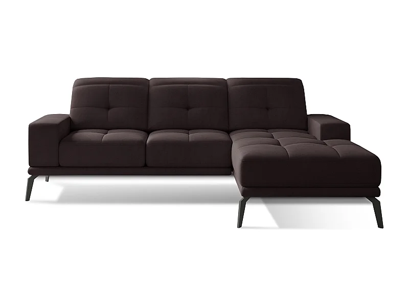 Canapé d'angle droit 5 places velours marron foncé Torpille 265cm