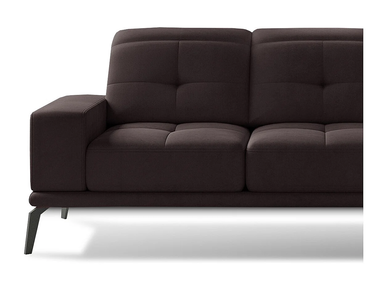 Torpille 5-zits donkerbruin fluweel rechter hoekbank 265 cm