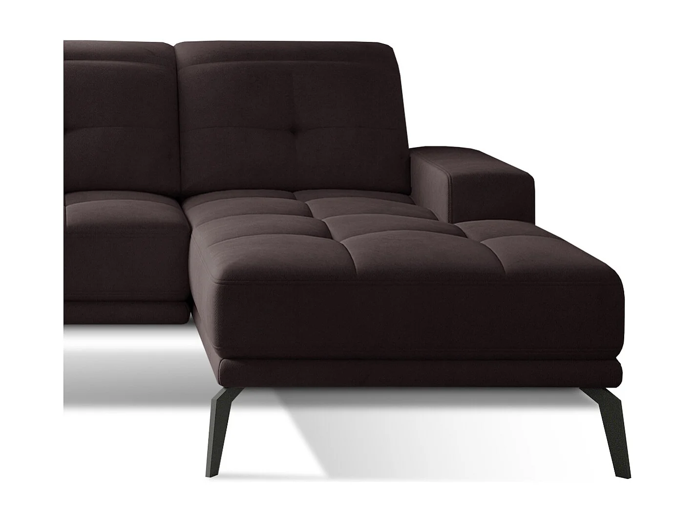 Canapé d'angle droit 5 places velours marron foncé Torpille 265cm