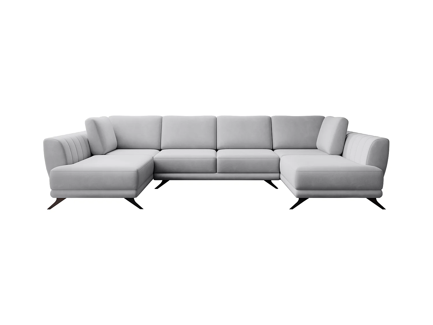 Canapé d'angle panoramique 6 places velours gris clair Largos 362cm