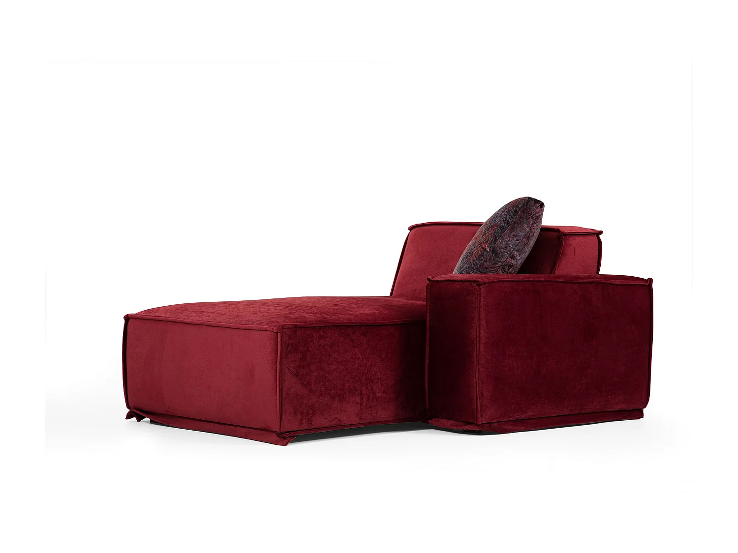 Canapé d'angle modulable velours bordeaux Kego L 300 x P 170cm-angle droit