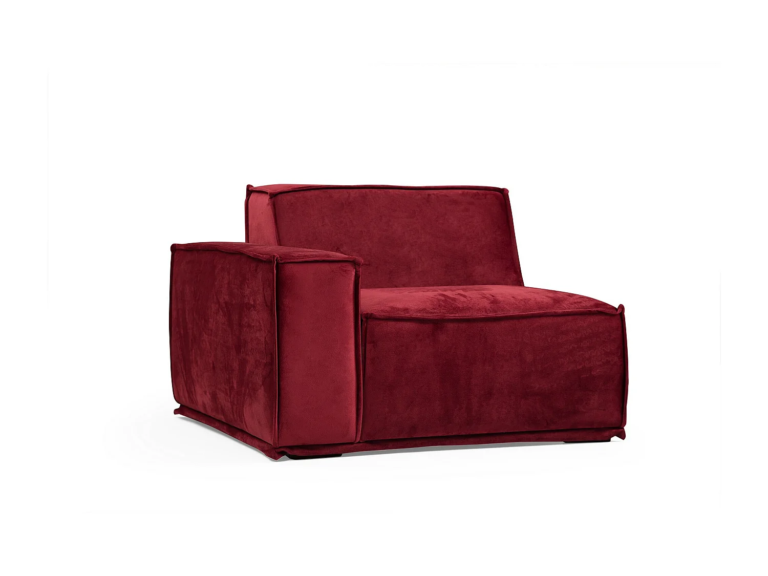 Canapé d'angle modulable velours bordeaux Kego L 300 x P 170cm-angle droit