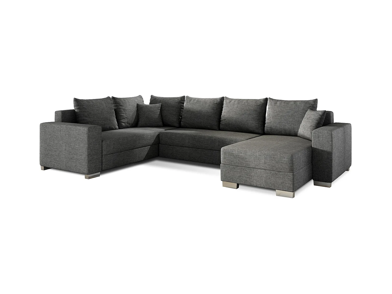 Canapé U convertible tissu gris foncé coffre de rangement à droite Marry 321cm