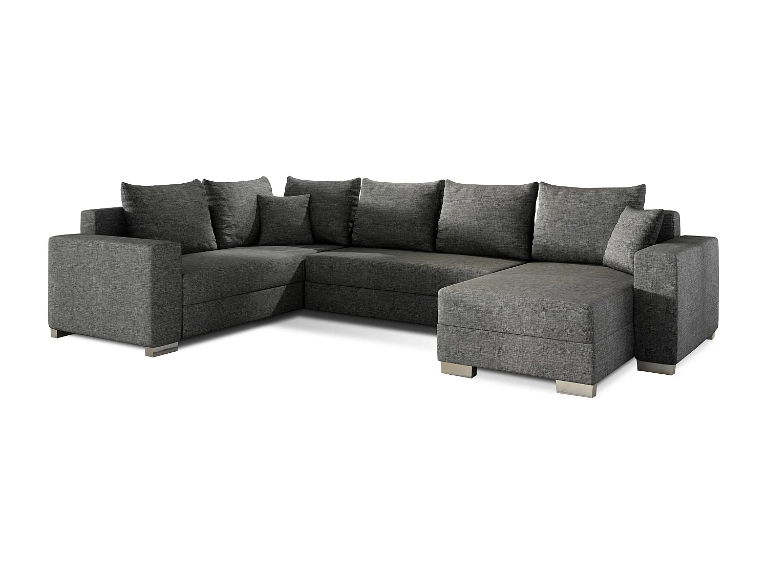 Canapé U convertible tissu gris foncé coffre de rangement à droite Marry 321cm