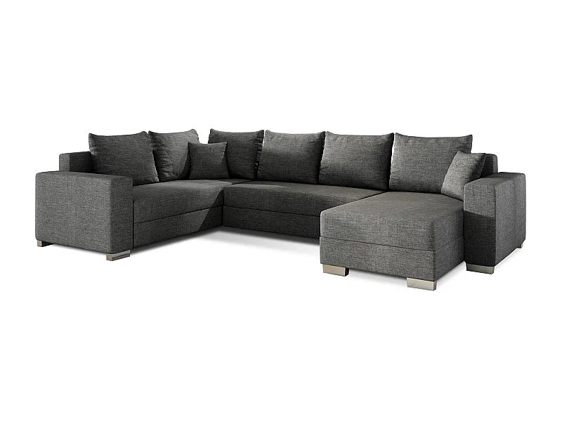 Canapé U convertible tissu gris foncé coffre de rangement à droite Marry 321cm