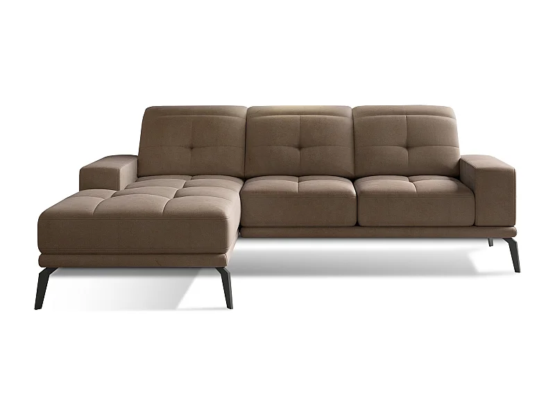 Canapé d'angle gauche 5 places velours marron clair Torpille 265cm