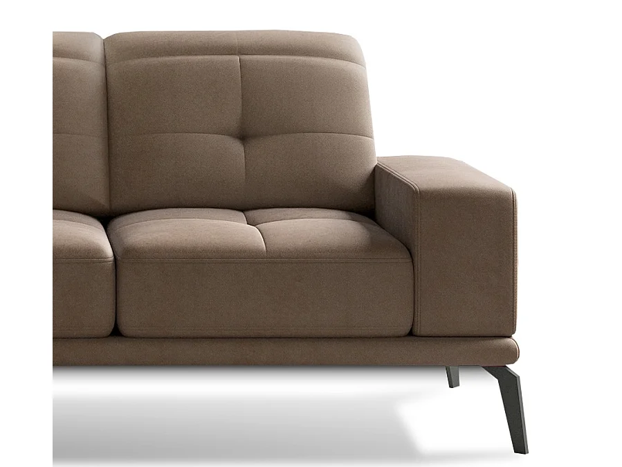 Canapé d'angle gauche 5 places velours marron clair Torpille 265cm