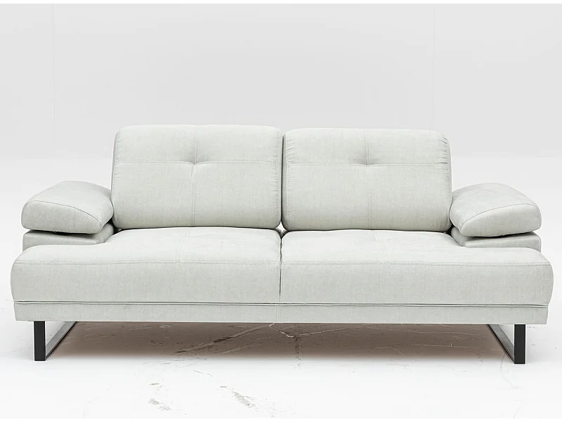 Canapé droit moderne 2 places tissu doux beige clair pieds métal noir Kustone 199cm