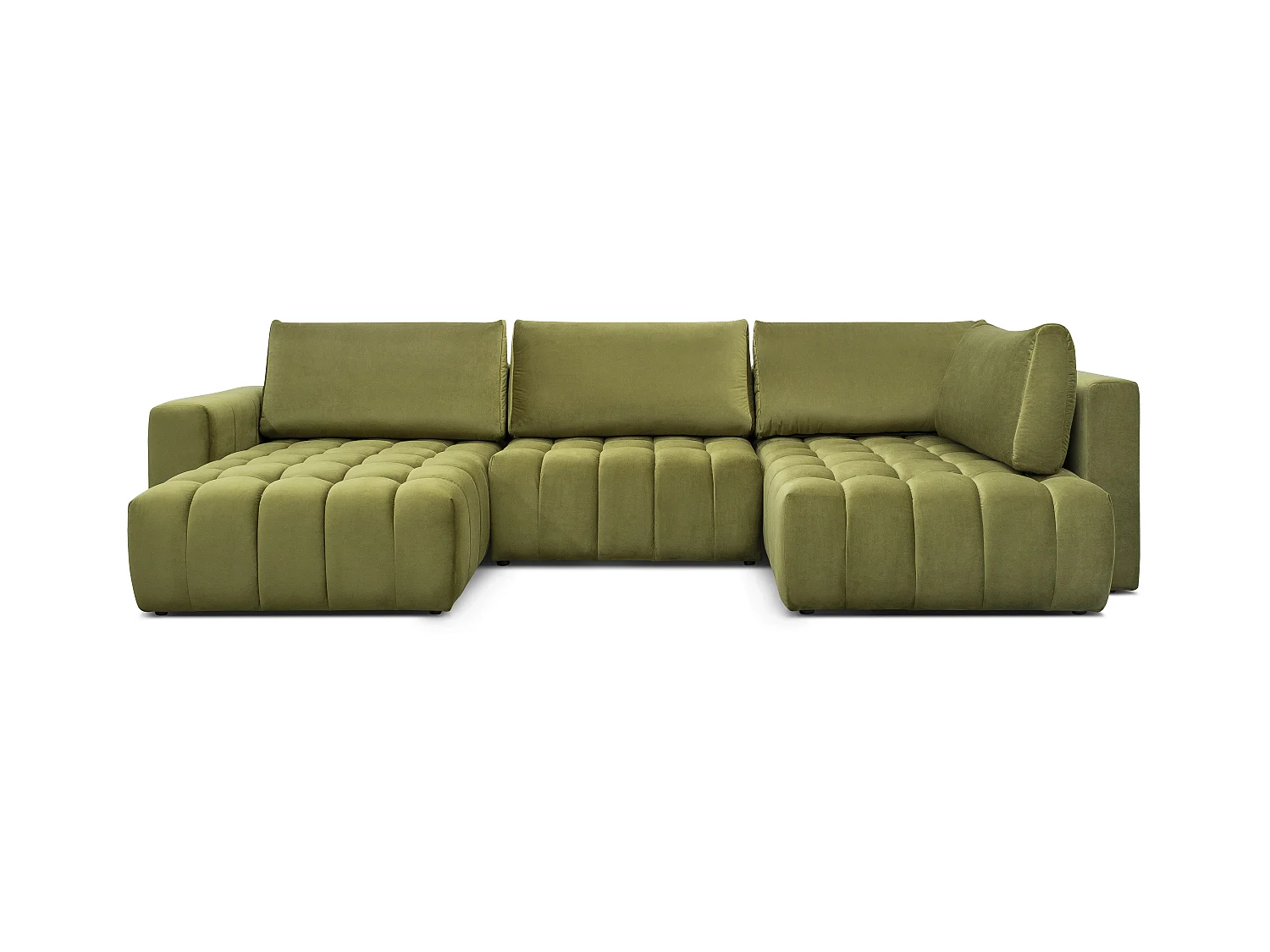 Panoramische converteerbare designbank gewatteerd lichtgrijs gemêleerde stof links chaise longue Boston 350 cm