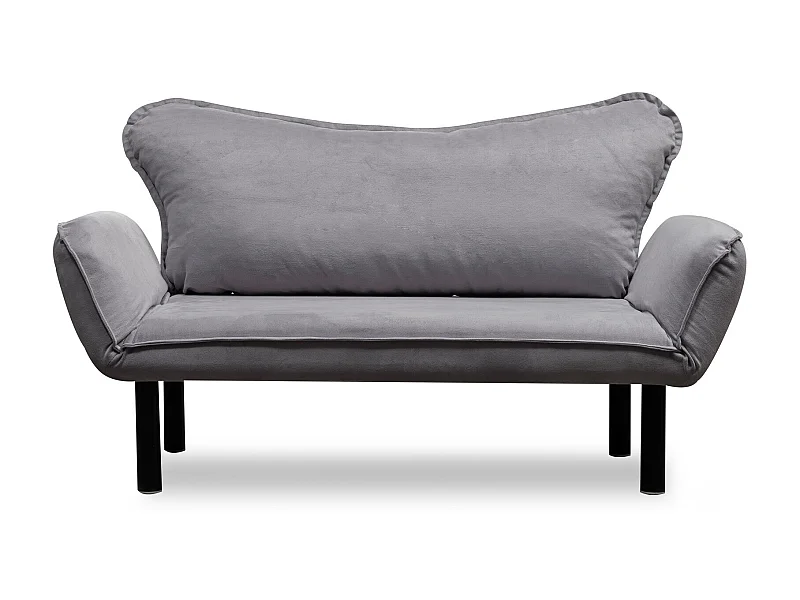 Canapé convertible 2 places tissu gris Kalos 140cm