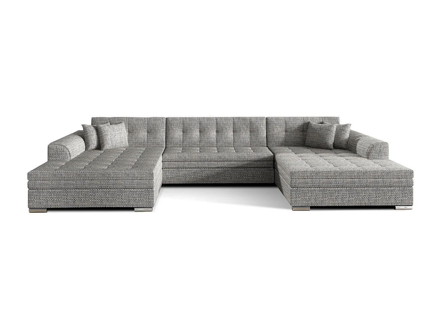Grand canapé panoramique convertible tissu gris chiné Vira 359cm