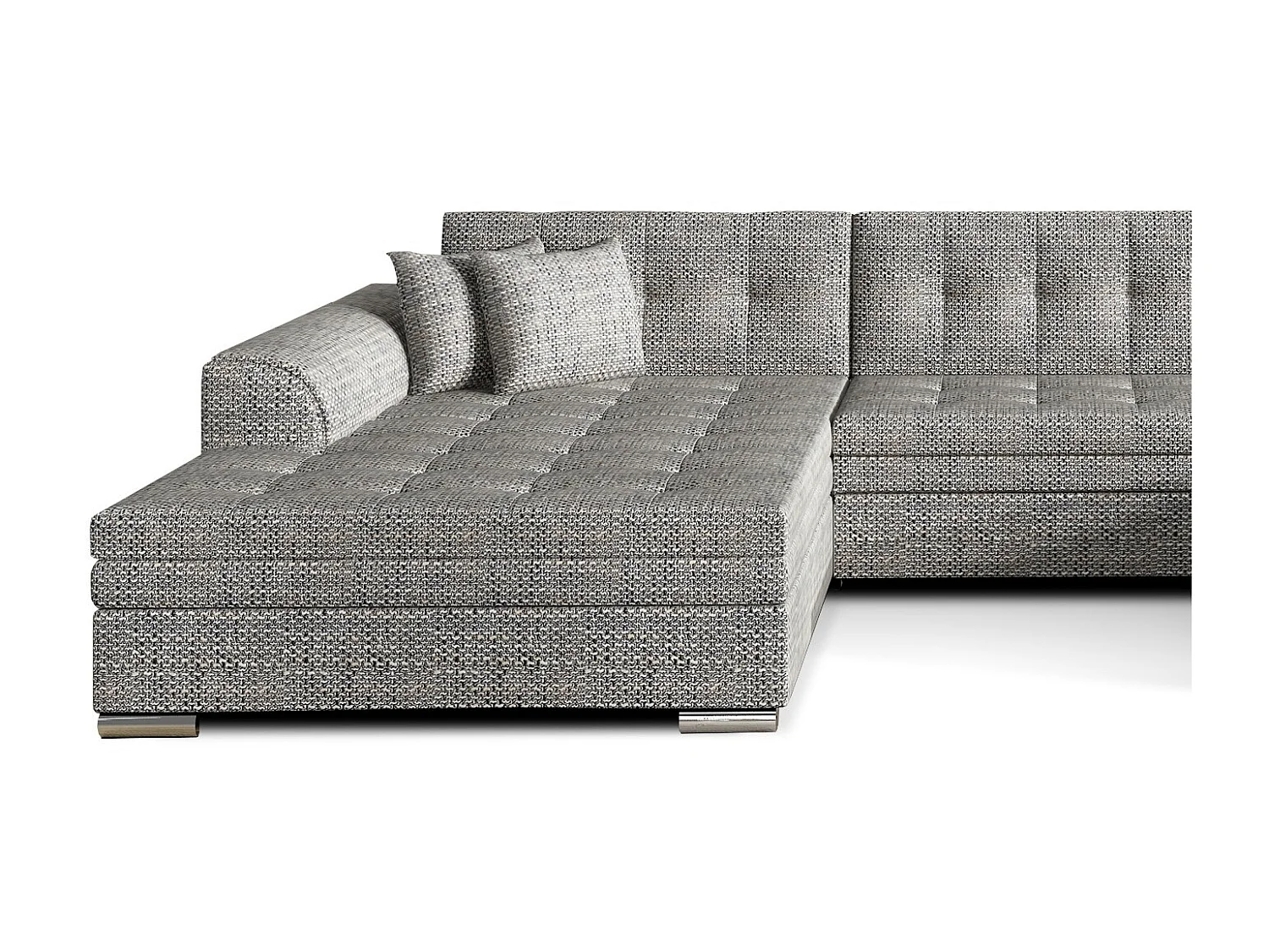 Grand canapé panoramique convertible tissu gris chiné Vira 359cm