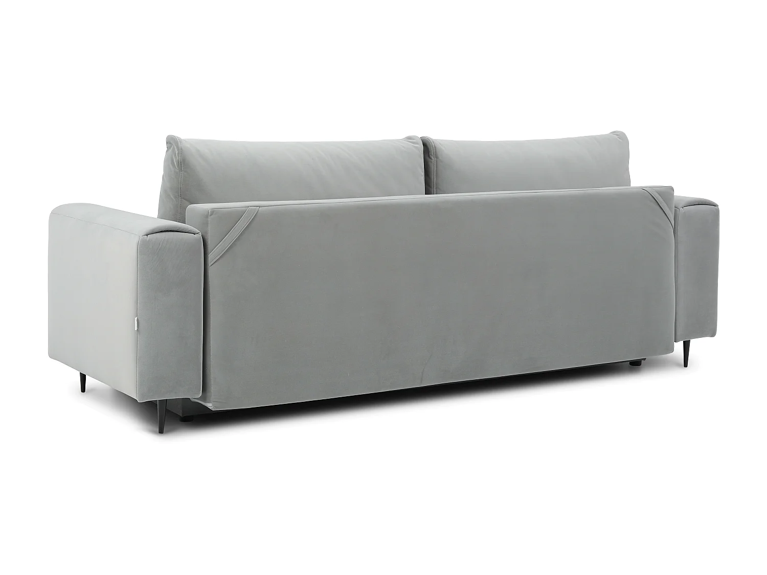 Canapé convertible design 4 places velours gris clair et pieds métal noir Arkia 260cm