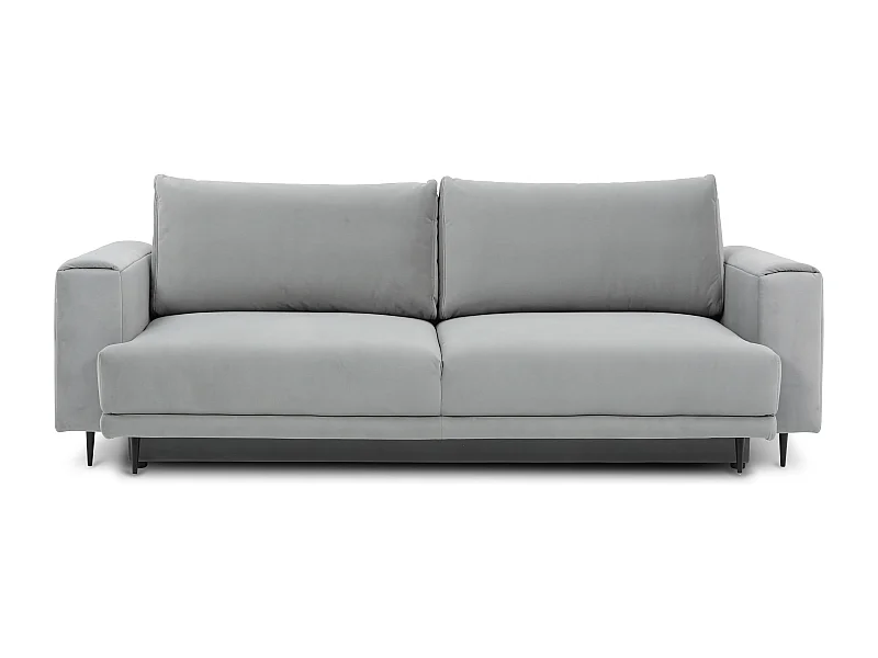 Sofá convertible recto DAVINA de terciopelo con compartimento de almacenamiento - Patas de metal negro-Color Gris
