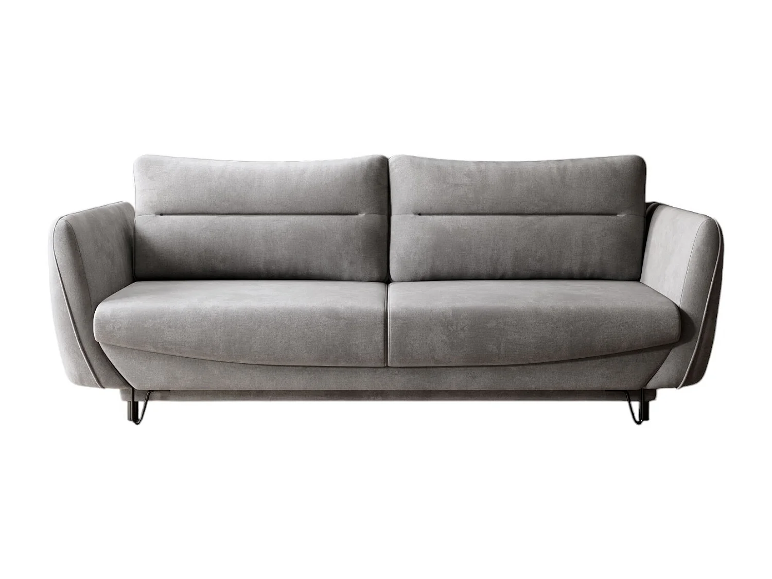 3/4-zits slaapbank in zachte grijze stof Zurik 236 cm