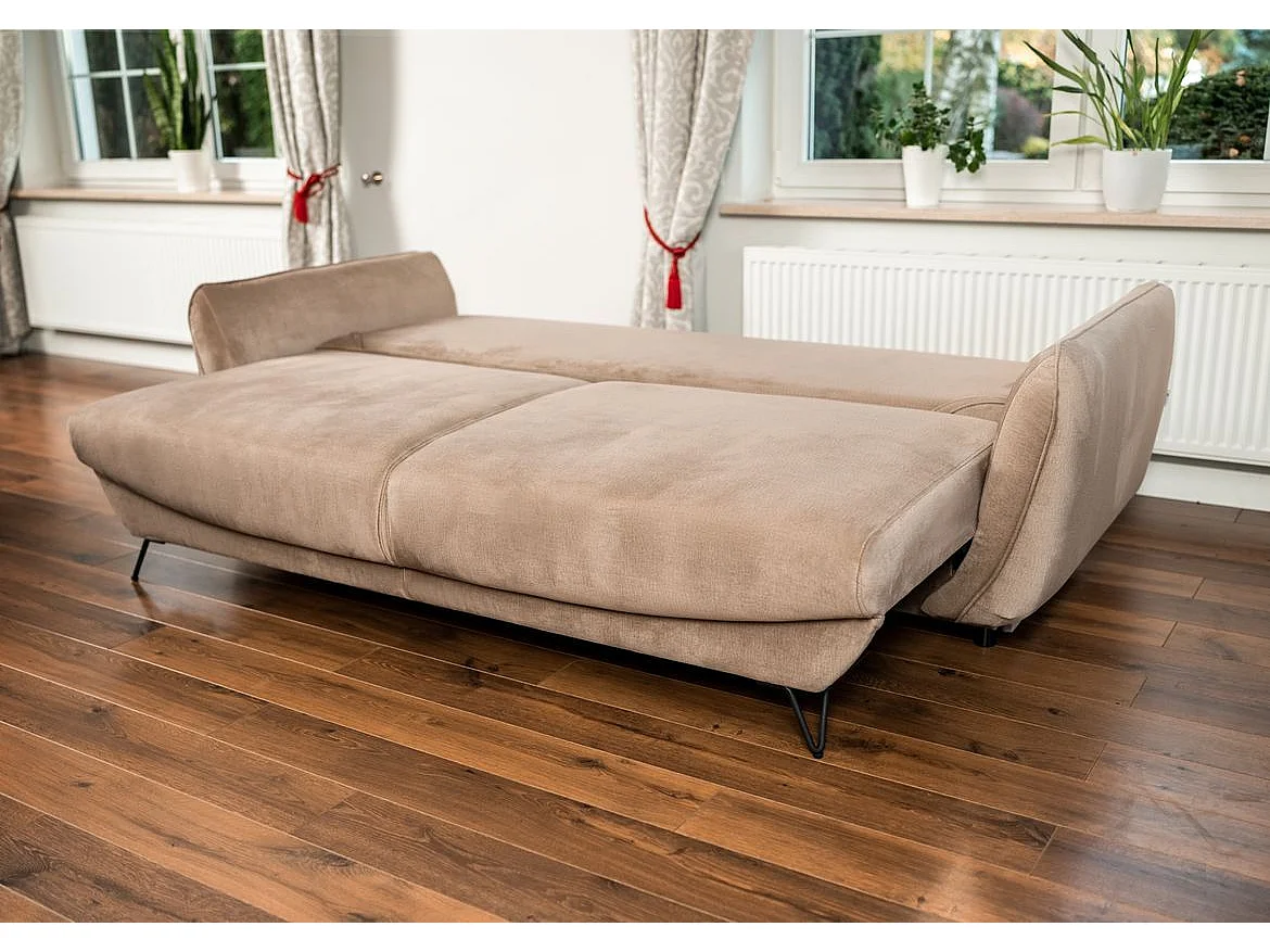 3/4-zits slaapbank in zachte grijze stof Zurik 236 cm