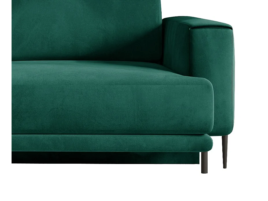 Sofá convertible recto de tela DAVINA con compartimento de almacenamiento - Patas de metal negro-Color Verde