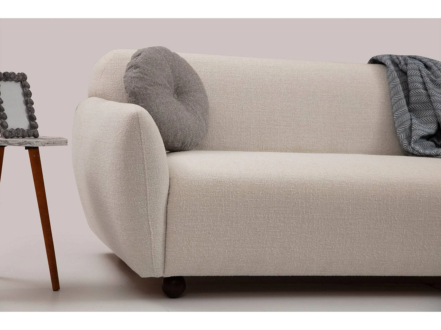 Canapé moderne 3 places tissu beige Kelly 223cm