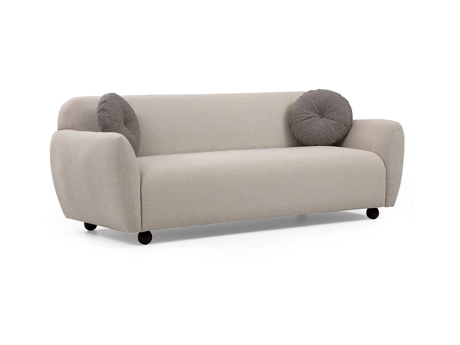 Canapé moderne 3 places tissu beige Kelly 223cm