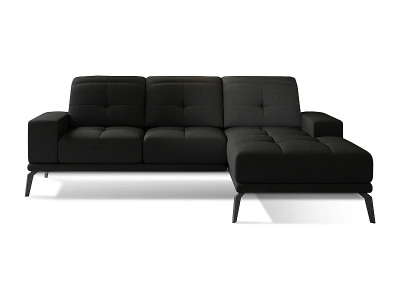 Canapé d'angle droit 5 places tissu noir Torpille 265cm