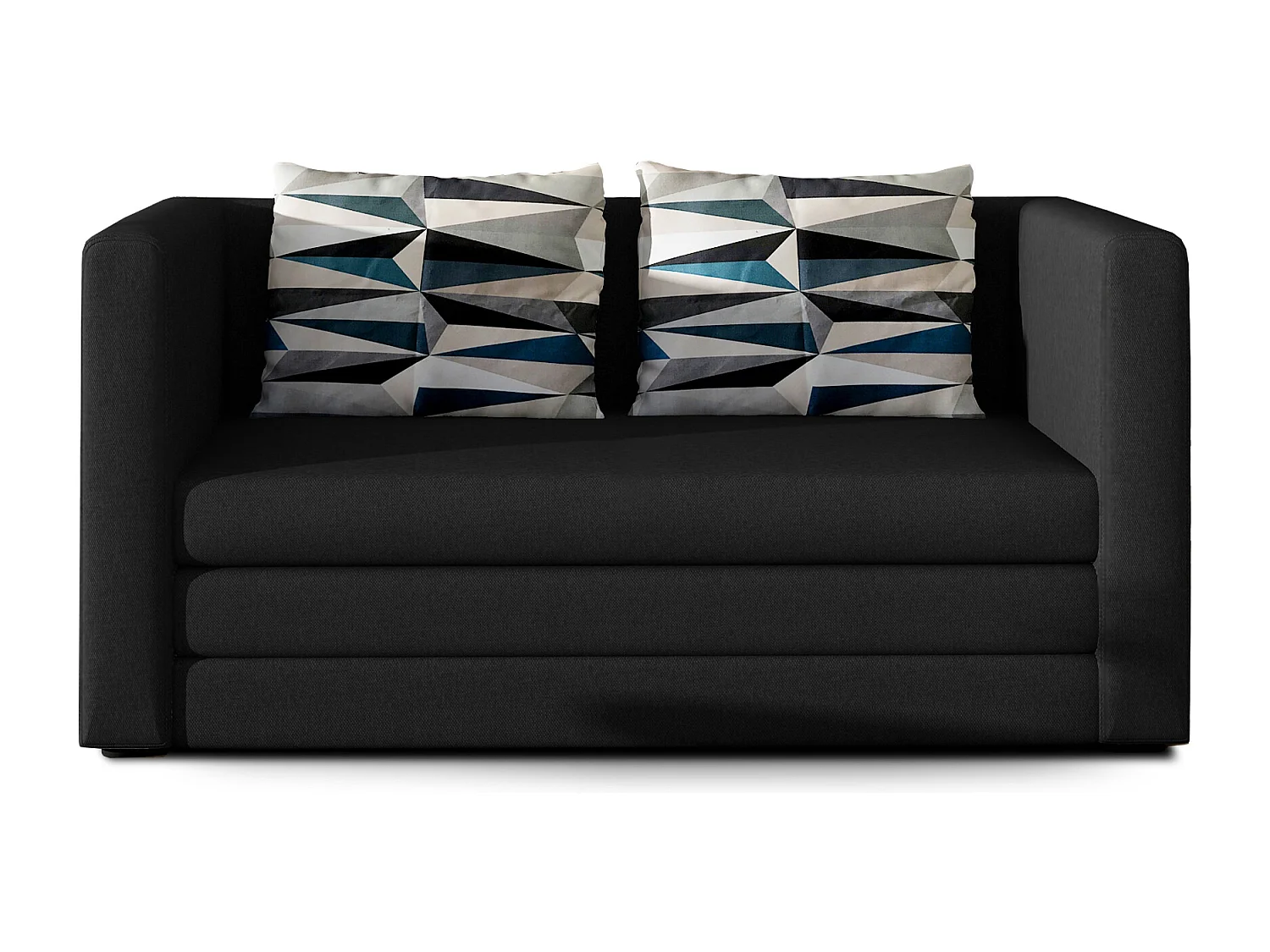 Petit canapé convertible tissu noir Mouva 132cm