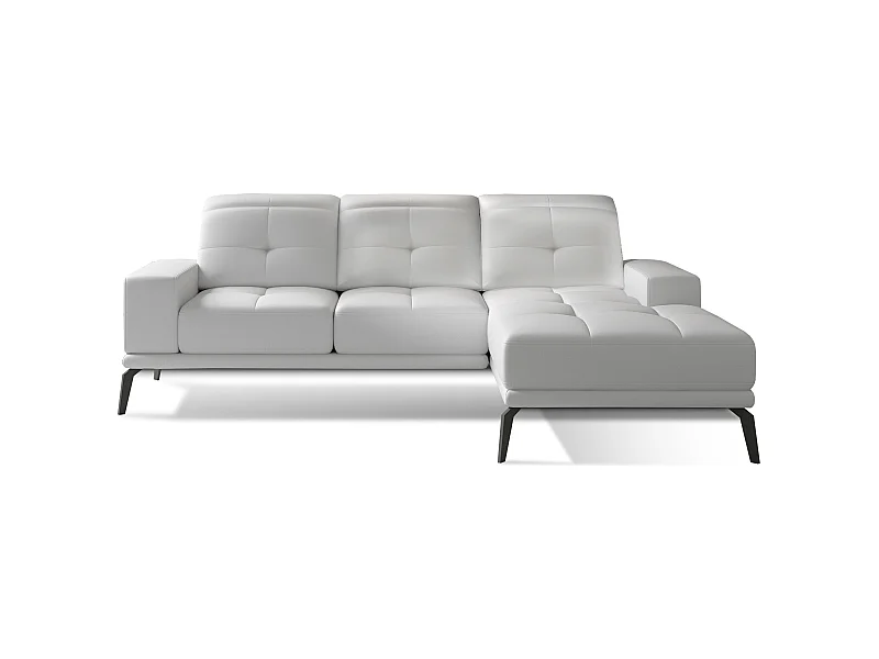 Canapé d'angle droit 5 places simili cuir blanc Torpille 265cm