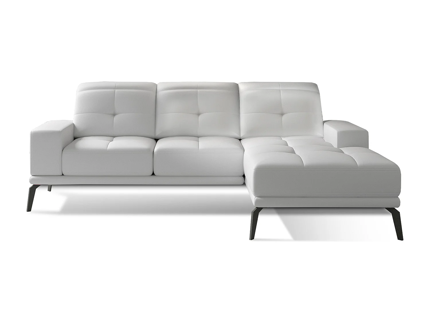 Canapé d'angle droit 5 places simili cuir blanc Torpille 265cm