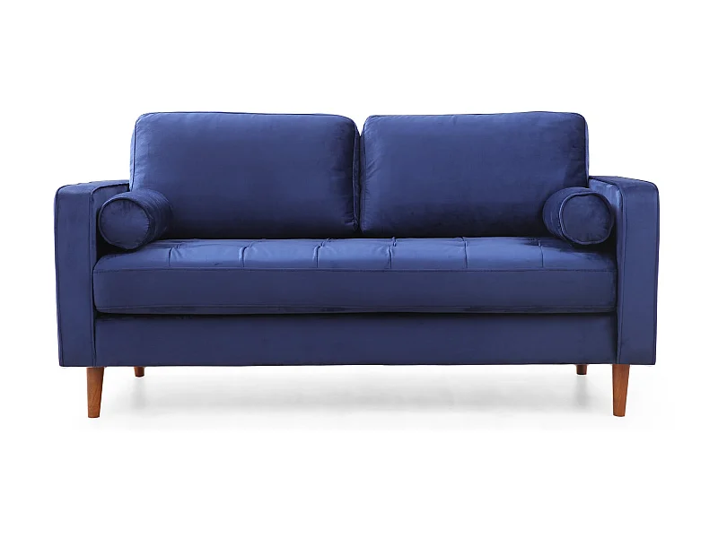 Canapé 2 places velours bleu Romuza 175cm