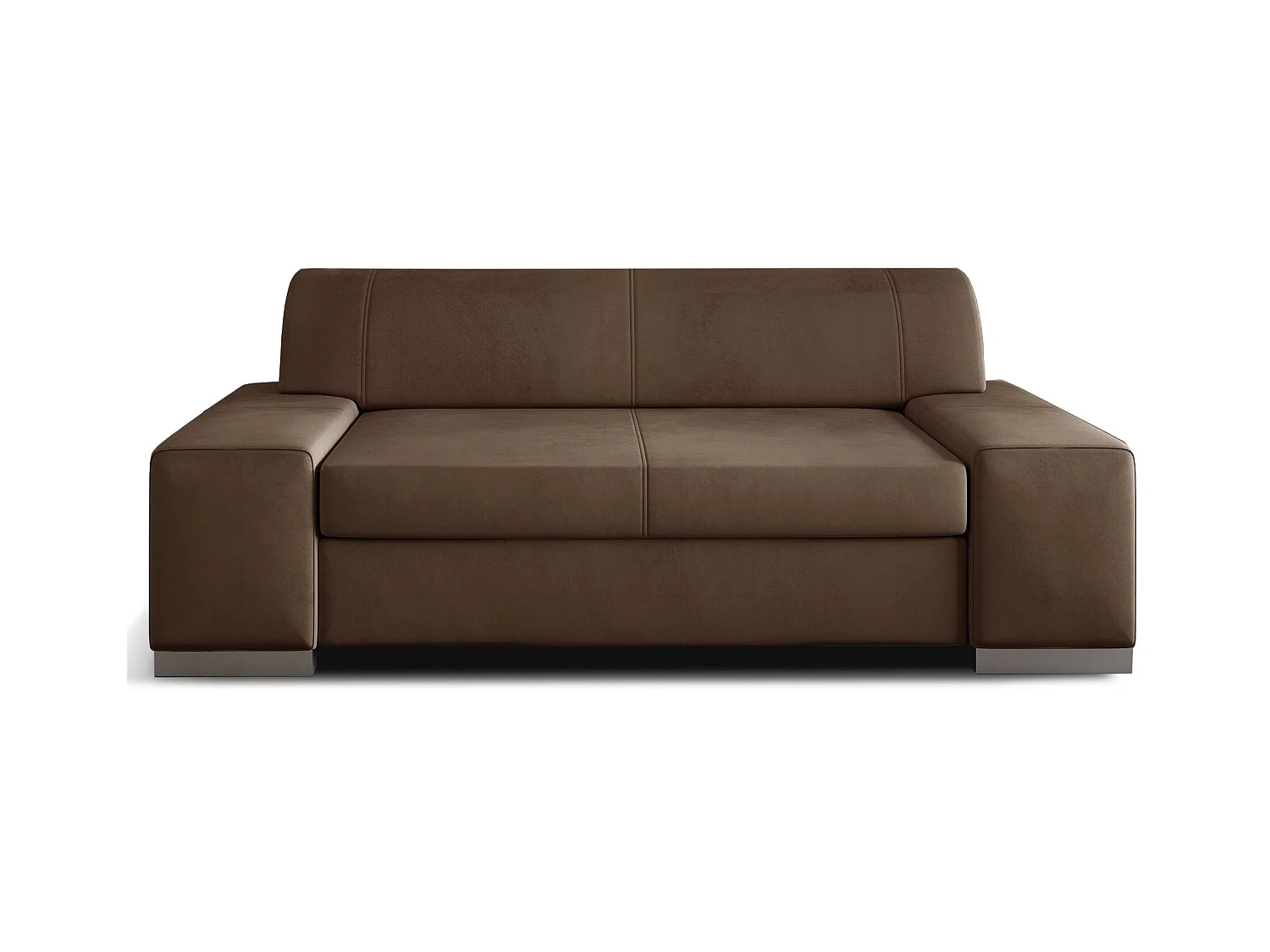 Canapé minimaliste 2-3 places velours marron Plazo 190cm