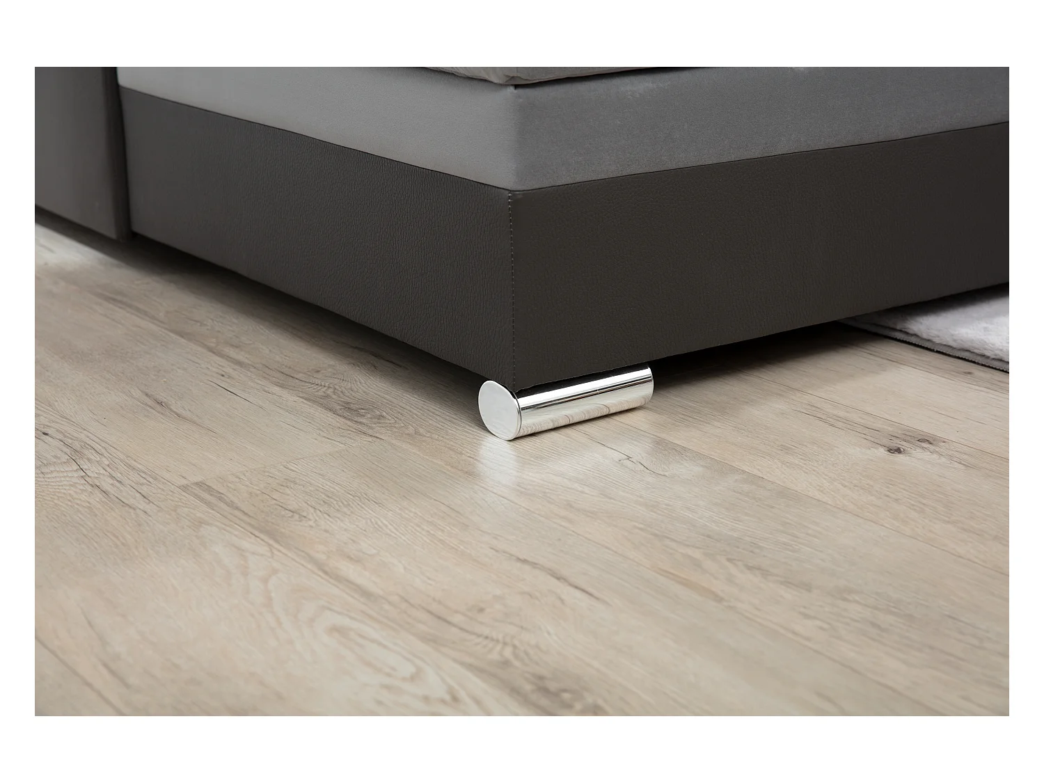 Canapé convertible panoramique velours gris clair et anthracite méridienne à gauche Diana 340cm