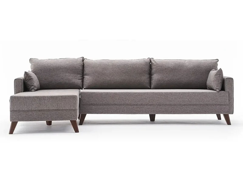 Canapé d'angle gauche 5 places tissu marron clair Kandy 275cm