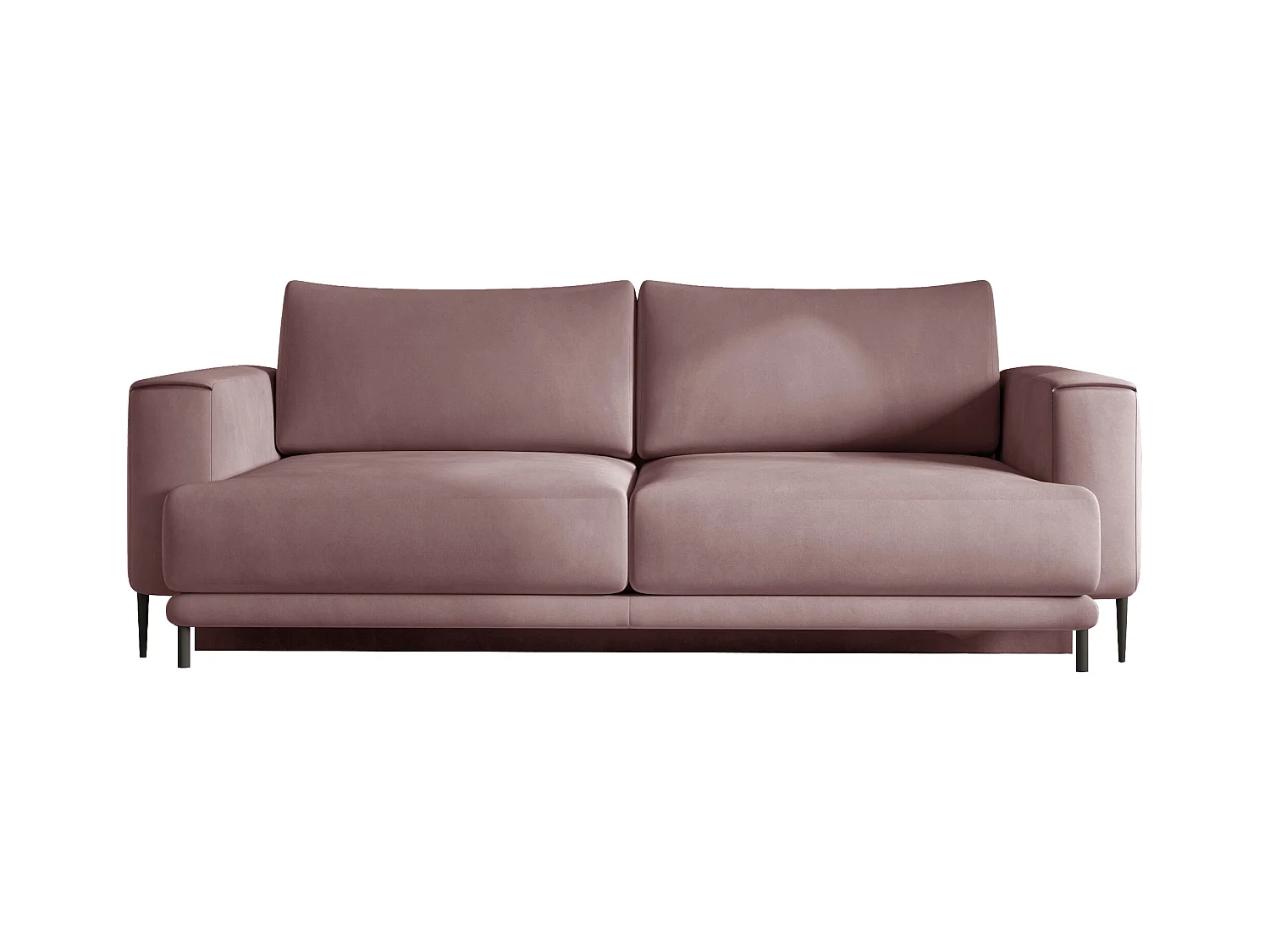 Canapé convertible design 4 places velours rose cuivré et pieds métal noir Arkia 260cm
