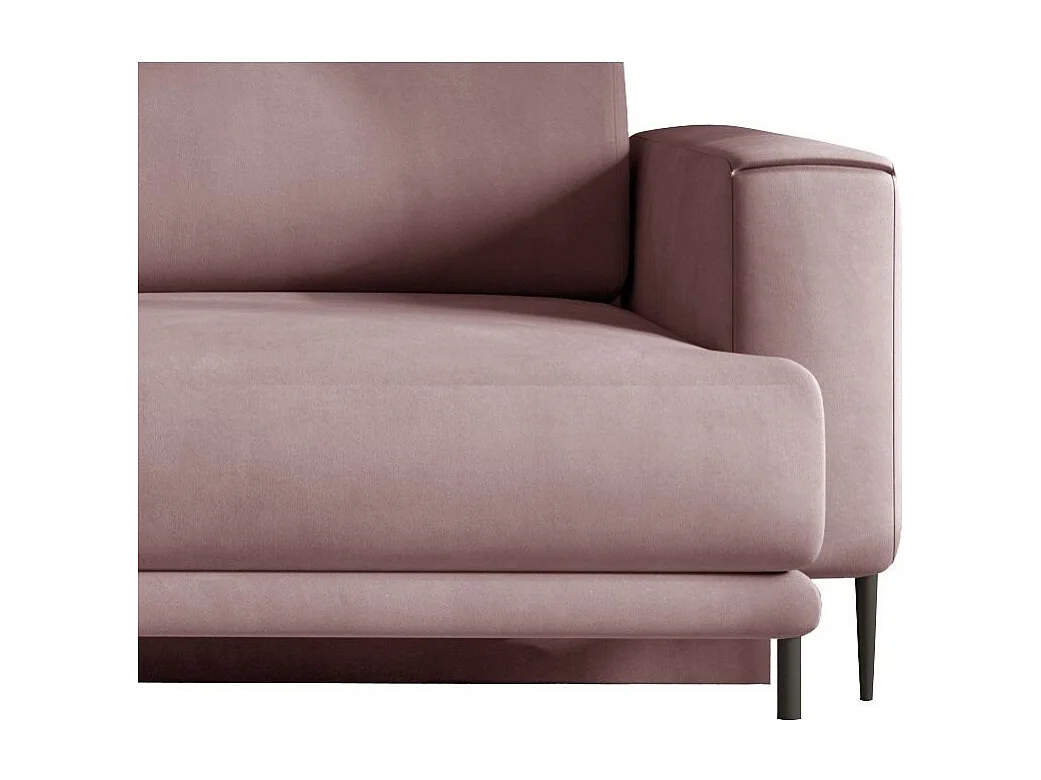 Sofá convertible recto DAVINA de terciopelo con compartimento de almacenamiento - Patas de metal negro-Color Rosa viejo