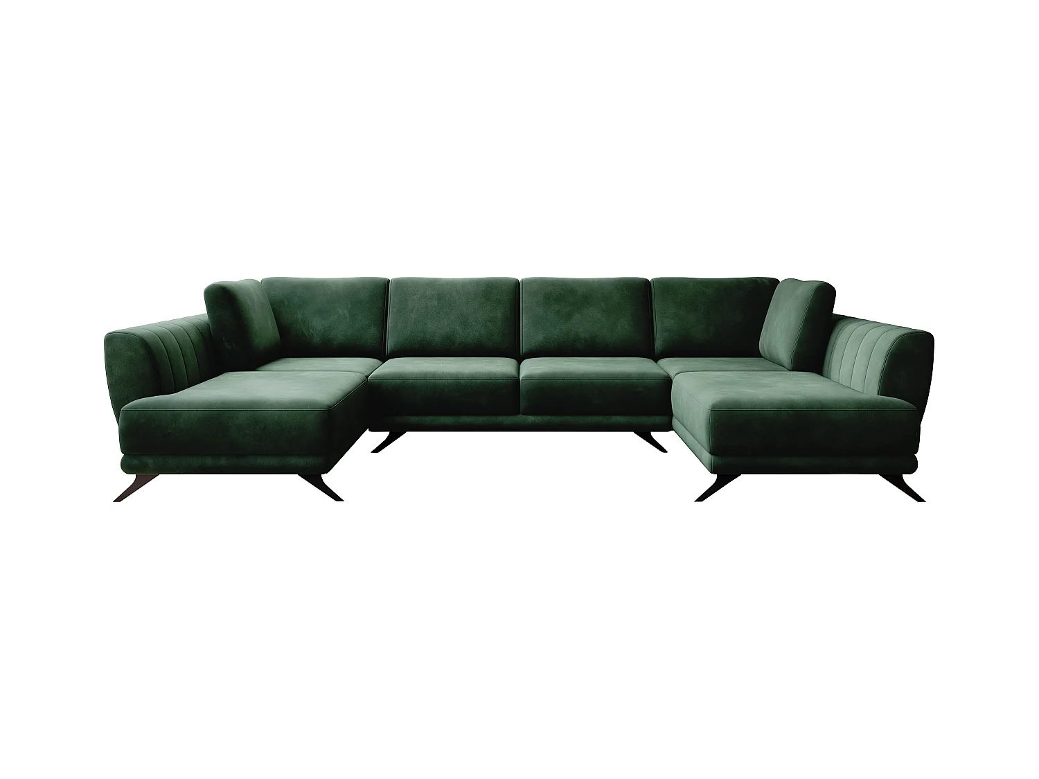 Canapé d'angle panoramique 6 places velours vert foncé Largos 362cm