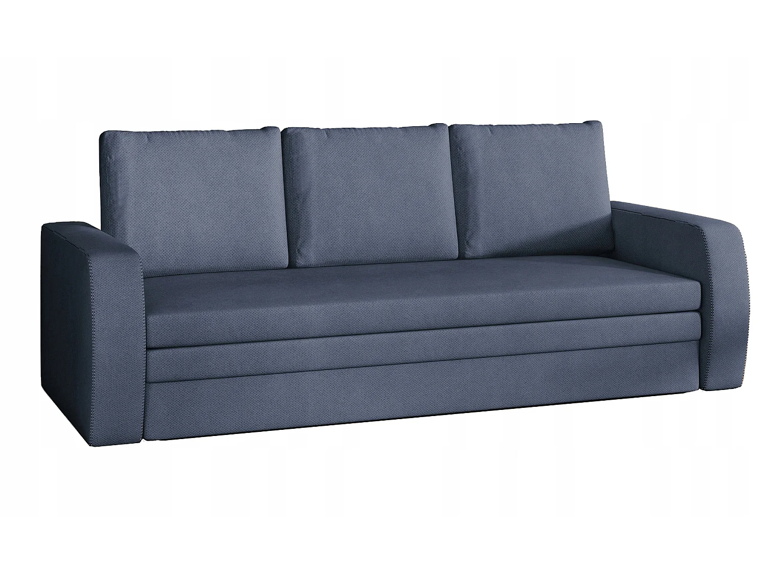 Canapé lit tissu bleu turquin avec coffre de rangement Liverna 220cm