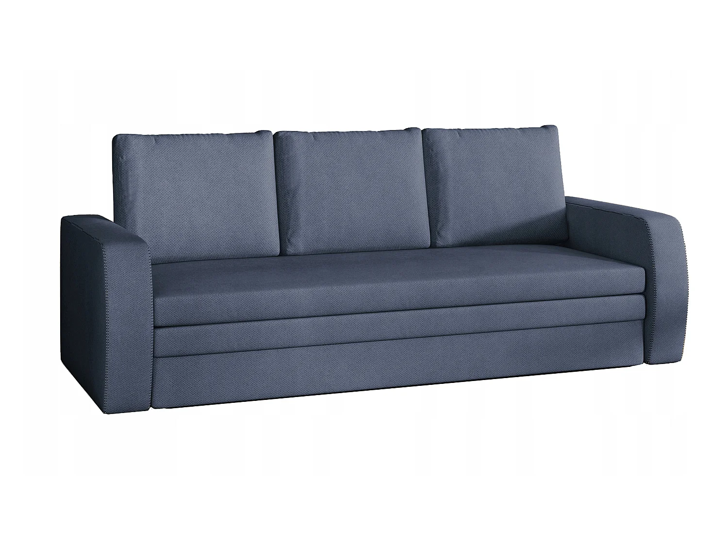 Canapé lit tissu bleu turquin avec coffre de rangement Liverna 220cm