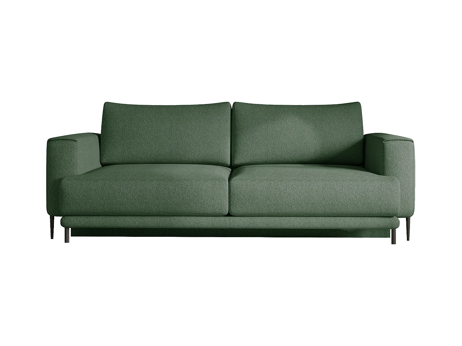 Canapé droit convertible coffre tissu DAVINA - Pieds métal noir-Vert céladon