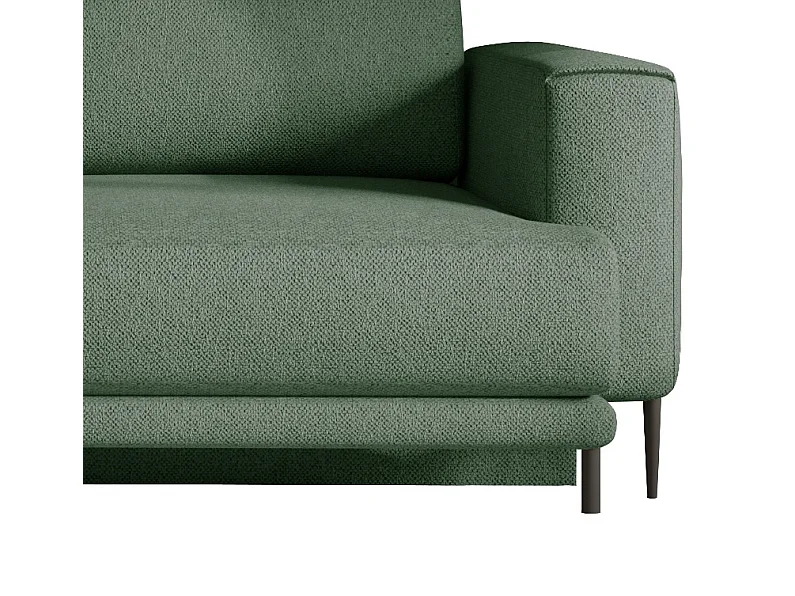 Canapé droit convertible coffre tissu DAVINA - Pieds métal noir-Vert céladon
