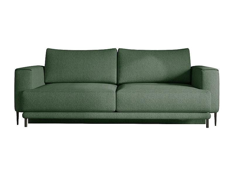 Canapé droit convertible 3 places tissu DAVINA 246cm - Coffre & pieds métal noir-Vert céladon