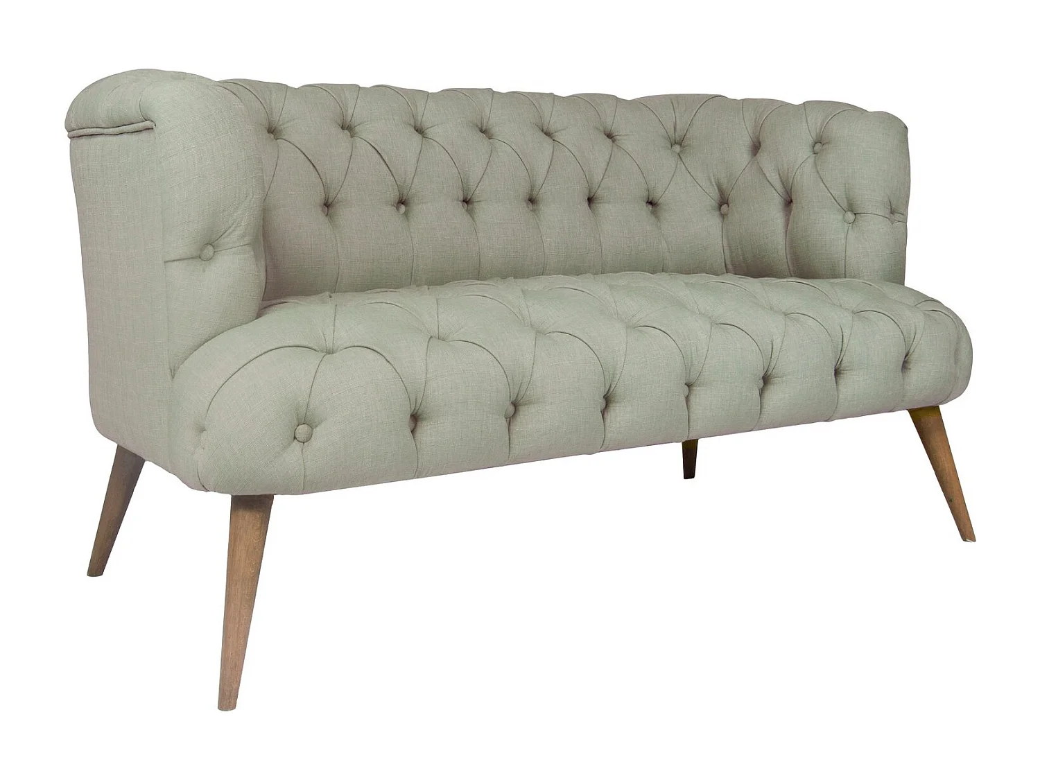 2-zits Chesterfield stijl bank Wester lichtgrijze stof 140 cm